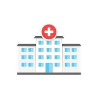 Hospital building icon in flat style. Medical clinic vector illustration on isolated background. Medicine sign business concept.