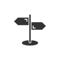 Crossroad signpost icon in flat style. Road direction vector illustration on white isolated background. Roadsign business concept.