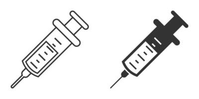 Syringe icon in flat style. Coronavirus vaccine inject vector illustration on isolated background. Covid-19 vaccination sign business concept.