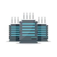 icono del centro de datos en estilo plano. Ilustración de vector de centro de datos de computadora sobre fondo aislado. concepto de negocio de signo de nube de almacenamiento.