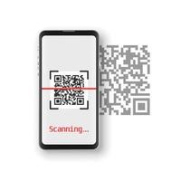 QR code scan icon in flat style. Mobile phone scanning vector illustration on isolated background. Barcode reader sign business concept.