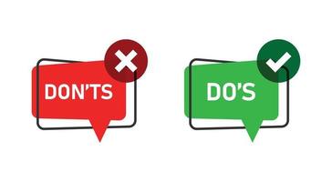 Do and Don't icon in flat style. Yes, no vector illustration on white isolated background. Positive, negative sign business concept.