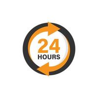 24 hours service icon in flat style. All day business and service vector illustration on isolated background. Quick service time sign business concept.