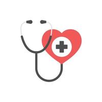 Stethoscope icon in flat style. Heart diagnostic vector illustration on isolated background. Medicine sign business concept.