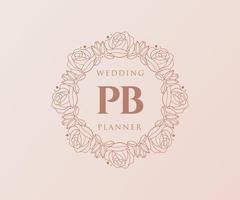 PB Initials letter Wedding monogram logos collection, hand drawn modern minimalistic and floral templates for Invitation cards, Save the Date, elegant identity for restaurant, boutique, cafe in vector