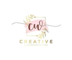 Initial CW feminine logo. Usable for Nature, Salon, Spa, Cosmetic and Beauty Logos. Flat Vector Logo Design Template Element.