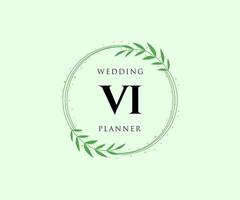 colección de logotipos de monograma de boda con letras iniciales vi, plantillas florales y minimalistas modernas dibujadas a mano para tarjetas de invitación, guardar la fecha, identidad elegante para restaurante, boutique, café en vector