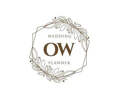 OW Initials letter Wedding monogram logos collection, hand drawn modern minimalistic and floral templates for Invitation cards, Save the Date, elegant identity for restaurant, boutique, cafe in vector