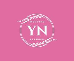 YN Initials letter Wedding monogram logos collection, hand drawn modern minimalistic and floral templates for Invitation cards, Save the Date, elegant identity for restaurant, boutique, cafe in vector