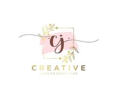 Initial CJ feminine logo. Usable for Nature, Salon, Spa, Cosmetic and Beauty Logos. Flat Vector Logo Design Template Element.