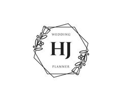 logotipo femenino hj inicial. utilizable para logotipos de naturaleza, salón, spa, cosmética y belleza. elemento de plantilla de diseño de logotipo de vector plano.