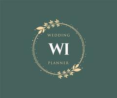 colección de logotipos de monograma de boda con letras iniciales de wi, plantillas florales y minimalistas modernas dibujadas a mano para tarjetas de invitación, guardar la fecha, identidad elegante para restaurante, boutique, café en vector