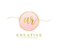 Initial AR feminine logo. Usable for Nature, Salon, Spa, Cosmetic and Beauty Logos. Flat Vector Logo Design Template Element.