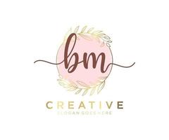 Initial BM feminine logo. Usable for Nature, Salon, Spa, Cosmetic and Beauty Logos. Flat Vector Logo Design Template Element.