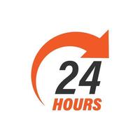 24 hours service icon in flat style. All day business and service vector illustration on isolated background. Quick service time sign business concept.