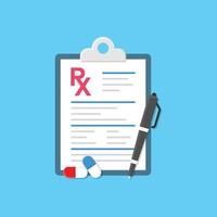 Medical prescription pad icon in flat style. Rx form vector illustration on isolated background. Doctor document sign business concept.