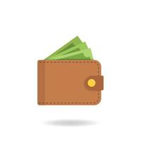 Wallet with money icon in flat style. Online payment vector illustration on isolated background. Cash and purse sign business concept.