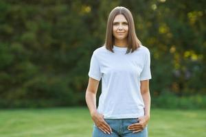 Young woman in gray shirt photo
