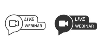 Live webinar icon in flat style. Online training vector illustration on isolated background. Conference stream sign business concept.