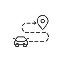 icono de destino de coche en estilo plano. Ilustración de vector de navegación de coche sobre fondo blanco aislado. localizar el concepto de negocio de posición.