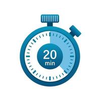 Stopwatch 20 minutes icon illustration in flat style. Timer vector illustration on isolated background. Time alarm sign business concept.