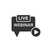 Live webinar icon in flat style. Online training vector illustration on isolated background. Conference stream sign business concept.