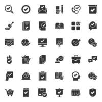 Approve icon set in flat style. Check mark vector illustration on white isolated background. Tick accepted business concept.