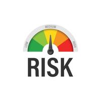 Risk meter icon in flat style. Rating indicator vector illustration on white isolated background. Fuel level sign business concept.