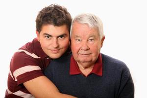 Grandson with his grandpa photo