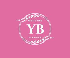 colección de logotipos de monograma de boda con letras iniciales de yb, plantillas florales y minimalistas modernas dibujadas a mano para tarjetas de invitación, guardar la fecha, identidad elegante para restaurante, boutique, café en vector