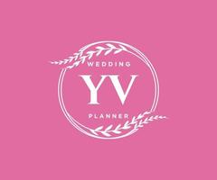 YV Initials letter Wedding monogram logos collection, hand drawn modern minimalistic and floral templates for Invitation cards, Save the Date, elegant identity for restaurant, boutique, cafe in vector