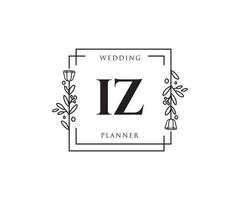 Initial IZ feminine logo. Usable for Nature, Salon, Spa, Cosmetic and Beauty Logos. Flat Vector Logo Design Template Element.