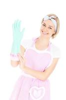 Woman and rubber gloves photo