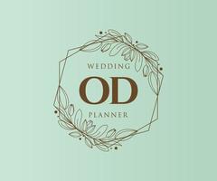 colección de logotipos de monograma de boda con letras iniciales od, plantillas florales y minimalistas modernas dibujadas a mano para tarjetas de invitación, guardar la fecha, identidad elegante para restaurante, boutique, café en vector