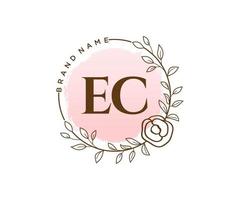 Initial EC feminine logo. Usable for Nature, Salon, Spa, Cosmetic and Beauty Logos. Flat Vector Logo Design Template Element.