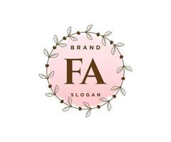 Initial FA feminine logo. Usable for Nature, Salon, Spa, Cosmetic and Beauty Logos. Flat Vector Logo Design Template Element.