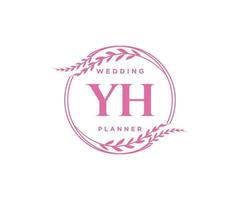 YH Initials letter Wedding monogram logos collection, hand drawn modern minimalistic and floral templates for Invitation cards, Save the Date, elegant identity for restaurant, boutique, cafe in vector