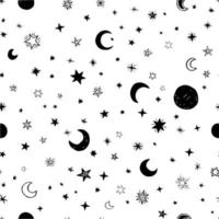 Stars and moons pattern. Vector starry sky.