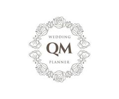 QM Initials letter Wedding monogram logos collection, hand drawn modern minimalistic and floral templates for Invitation cards, Save the Date, elegant identity for restaurant, boutique, cafe in vector
