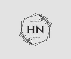 logotipo femenino inicial hn. utilizable para logotipos de naturaleza, salón, spa, cosmética y belleza. elemento de plantilla de diseño de logotipo de vector plano.