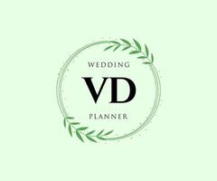 colección de logotipos de monograma de boda con letras iniciales vd, plantillas florales y minimalistas modernas dibujadas a mano para tarjetas de invitación, guardar la fecha, identidad elegante para restaurante, boutique, café en vector