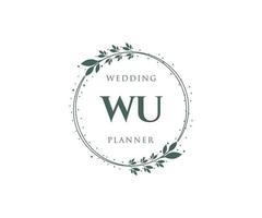 WU Initials letter Wedding monogram logos collection, hand drawn modern minimalistic and floral templates for Invitation cards, Save the Date, elegant identity for restaurant, boutique, cafe in vector