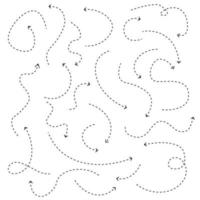 Dotted arrows vector set. Hand drawn curved arrows.
