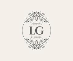 LG Initials letter Wedding monogram logos collection, hand drawn modern minimalistic and floral templates for Invitation cards, Save the Date, elegant identity for restaurant, boutique, cafe in vector