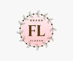 logotipo femenino fl inicial. utilizable para logotipos de naturaleza, salón, spa, cosmética y belleza. elemento de plantilla de diseño de logotipo de vector plano.