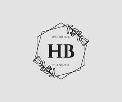 Initial HB feminine logo. Usable for Nature, Salon, Spa, Cosmetic and Beauty Logos. Flat Vector Logo Design Template Element.