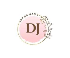 Initial DJ feminine logo. Usable for Nature, Salon, Spa, Cosmetic and Beauty Logos. Flat Vector Logo Design Template Element.