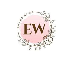 Initial EW feminine logo. Usable for Nature, Salon, Spa, Cosmetic and Beauty Logos. Flat Vector Logo Design Template Element.