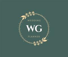 colección de logotipos de monograma de boda con letras iniciales wg, plantillas florales y minimalistas modernas dibujadas a mano para tarjetas de invitación, guardar la fecha, identidad elegante para restaurante, boutique, café en vector