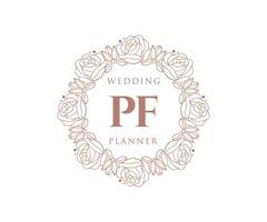 PF Initials letter Wedding monogram logos collection, hand drawn modern minimalistic and floral templates for Invitation cards, Save the Date, elegant identity for restaurant, boutique, cafe in vector